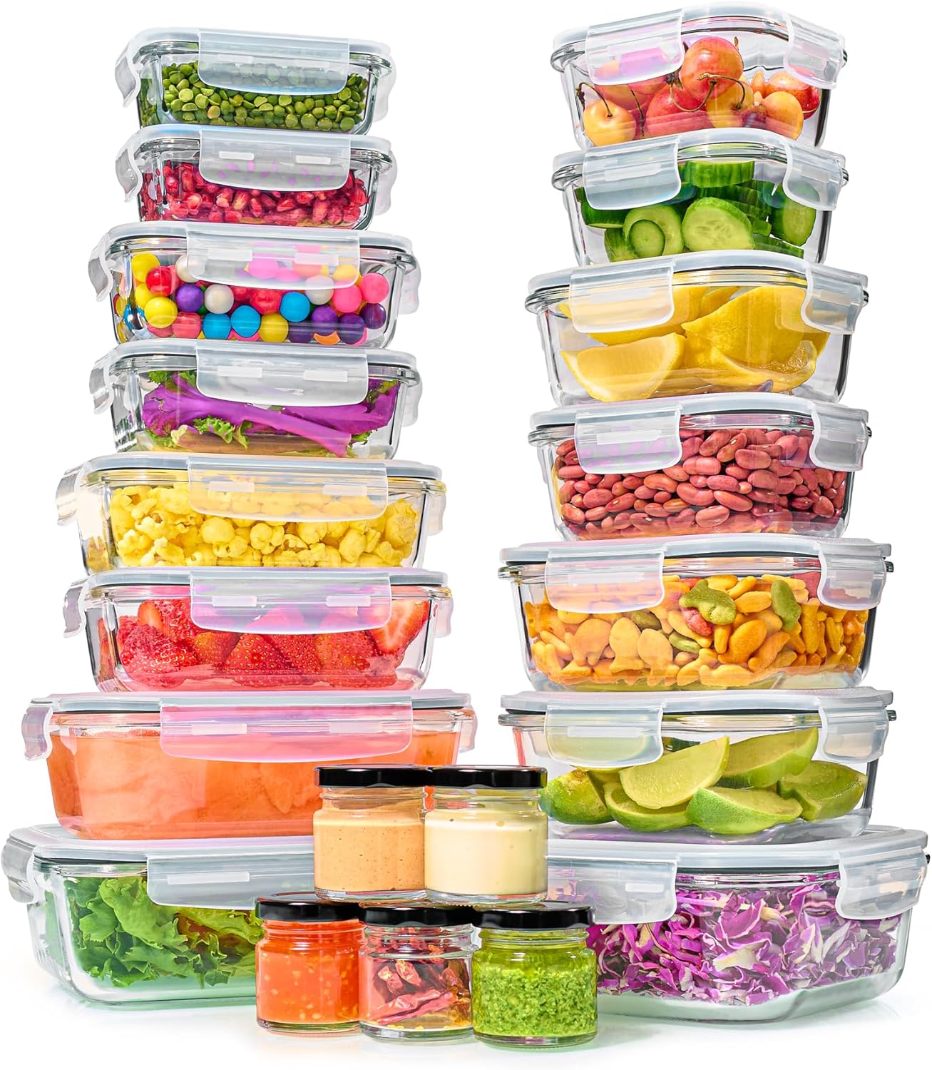 40pc Glass Food Storage Containers with Airtight Lids for Meal Prep