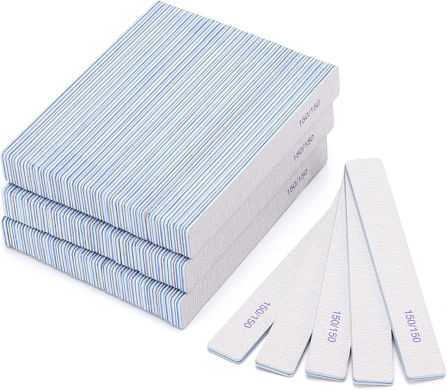 100 Pieces Rectangle Nail Files for Acrylic and Gel Nails