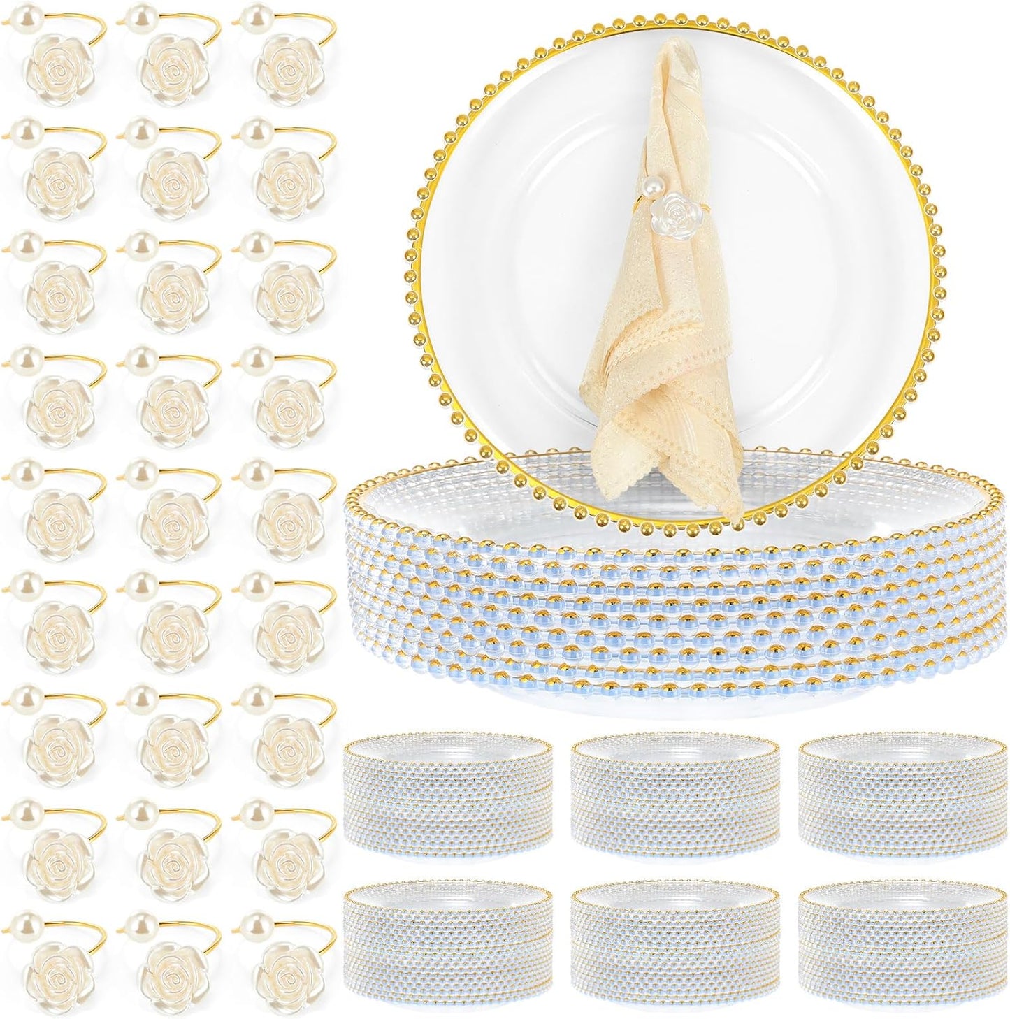Golden Beaded Charger Plates for Stylish Events