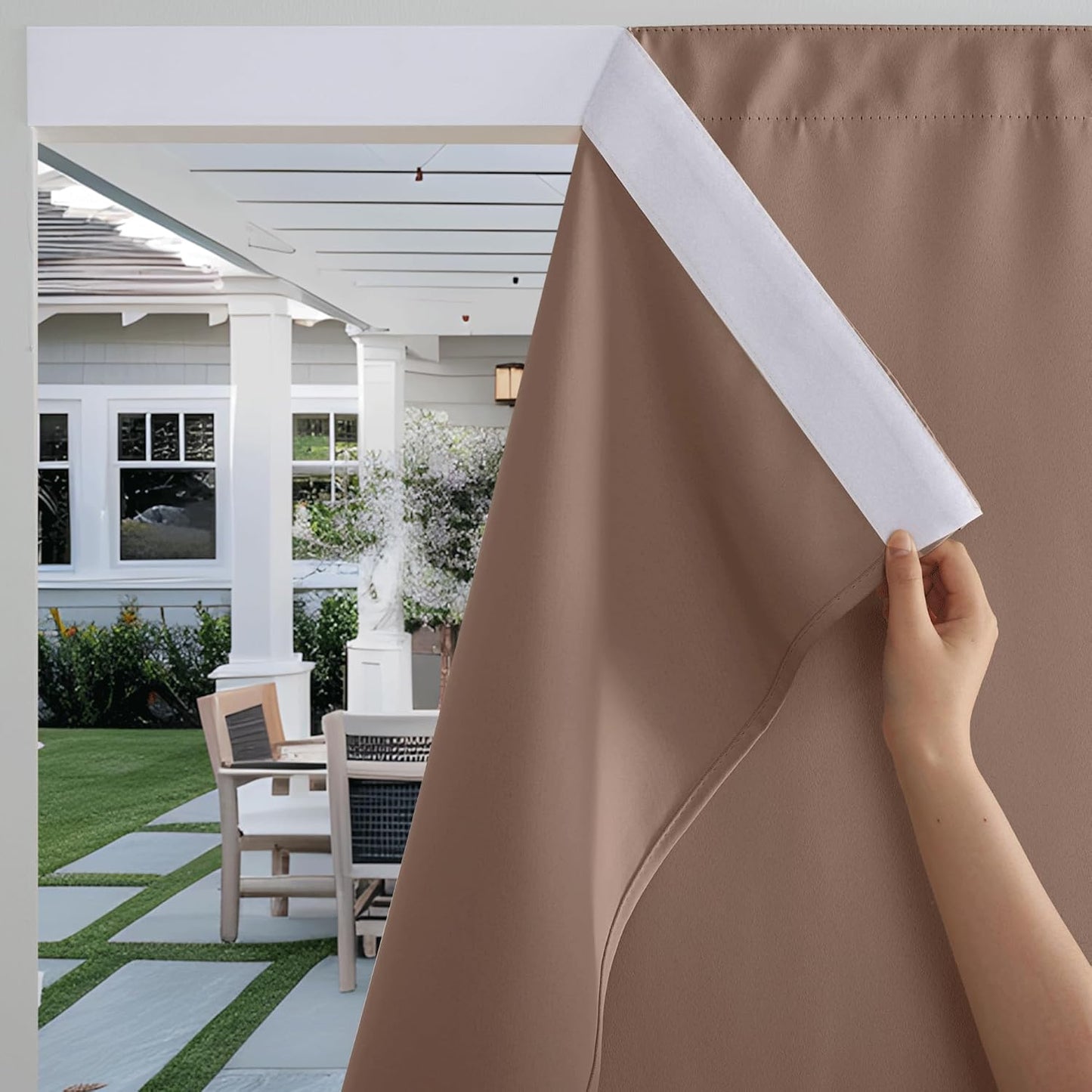 RYB HOME Windproof Outdoor Curtains for Patio Waterproof Shade