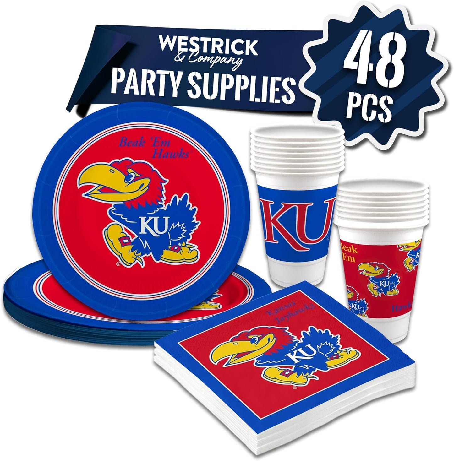 Kansas Jayhawks Party Supplies Set for 16 Guests by Westrick