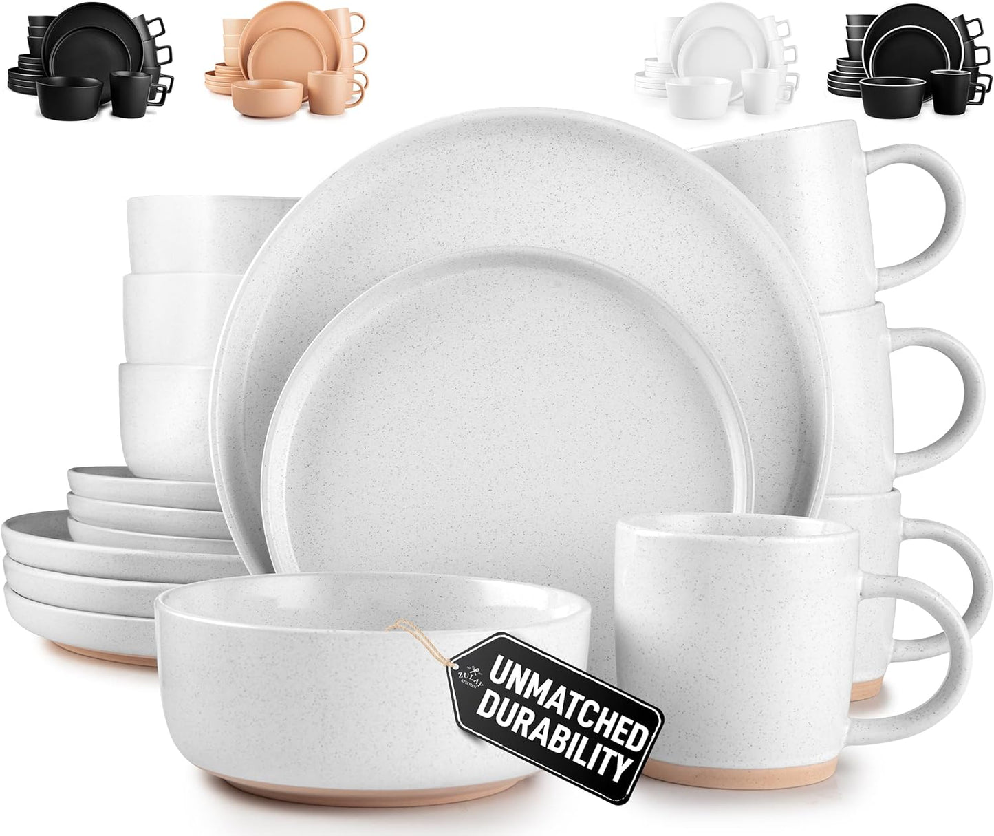 Zulay Kitchen Terra Stoneware Dinnerware Set for Family Meals