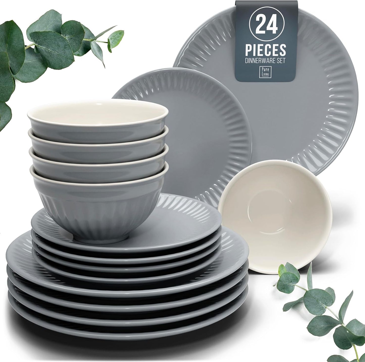 Stoneware Dinnerware Set for 8 People - Elegant Scandi Design