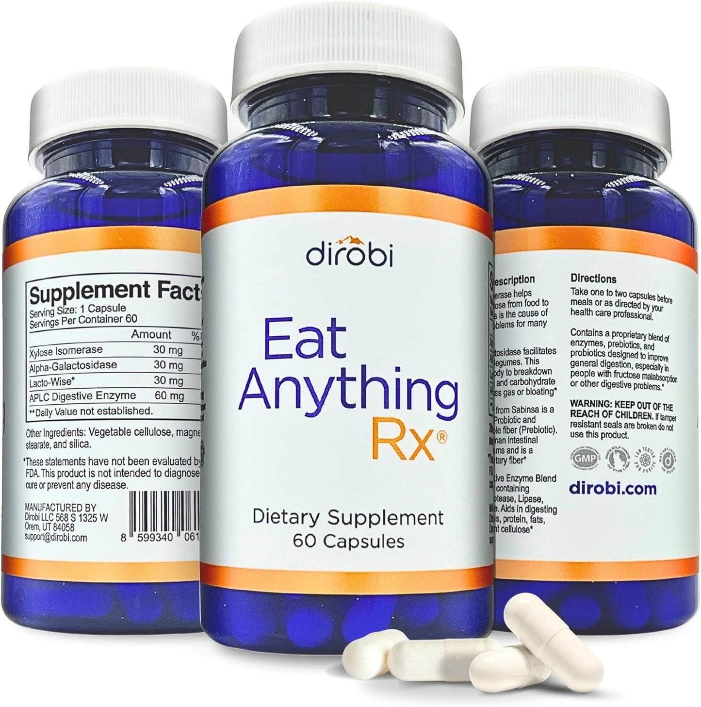 Dirobi Eat Anything Digestive Enzymes for Gas & Bloating Relief