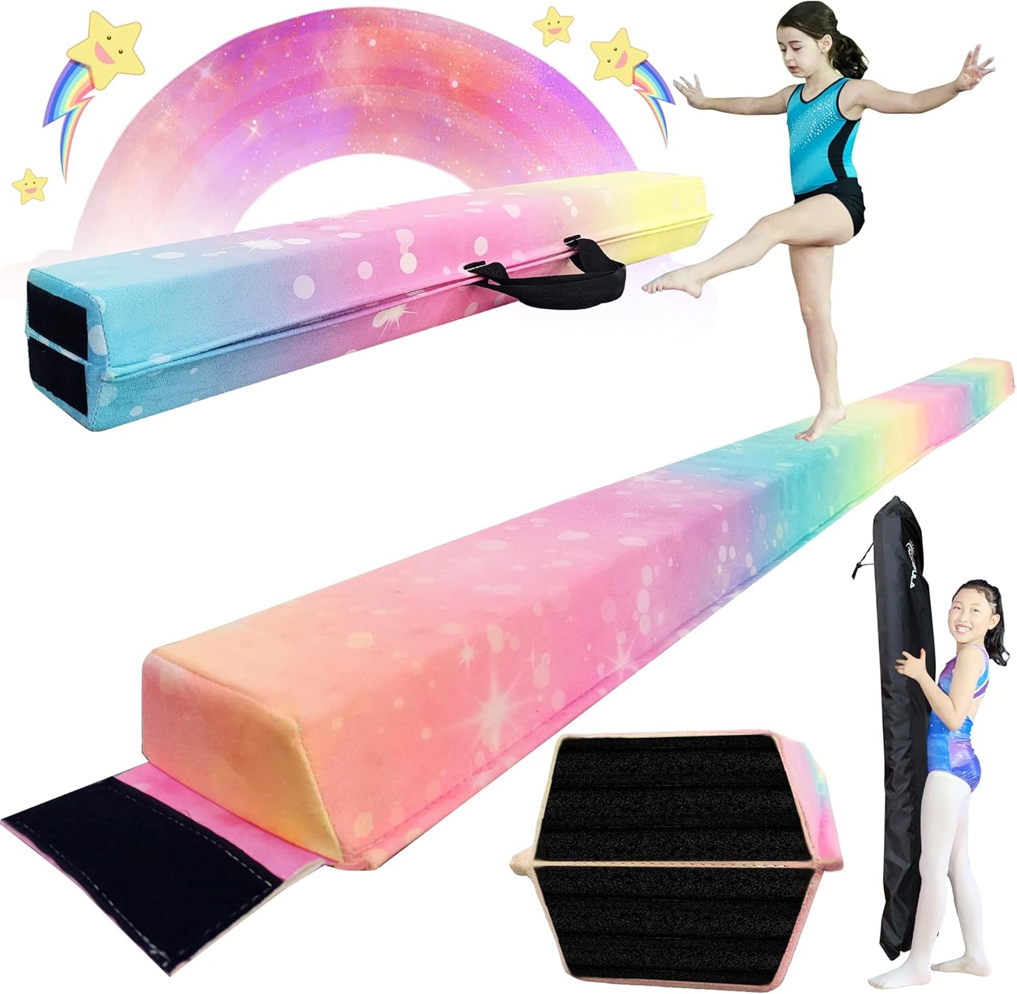 6FT/9FT Folding Balance Beam for Kids - Safe Gymnastics Training