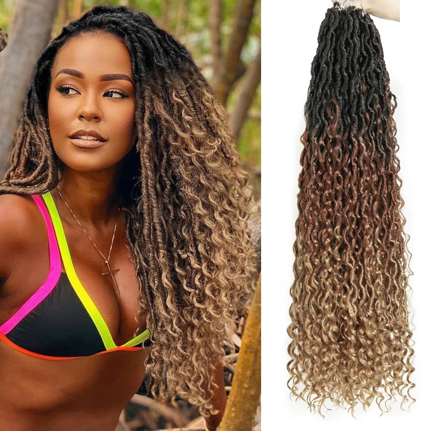 Goddess Locs Crochet Hair 26Inch Curly Faux Locs for Women