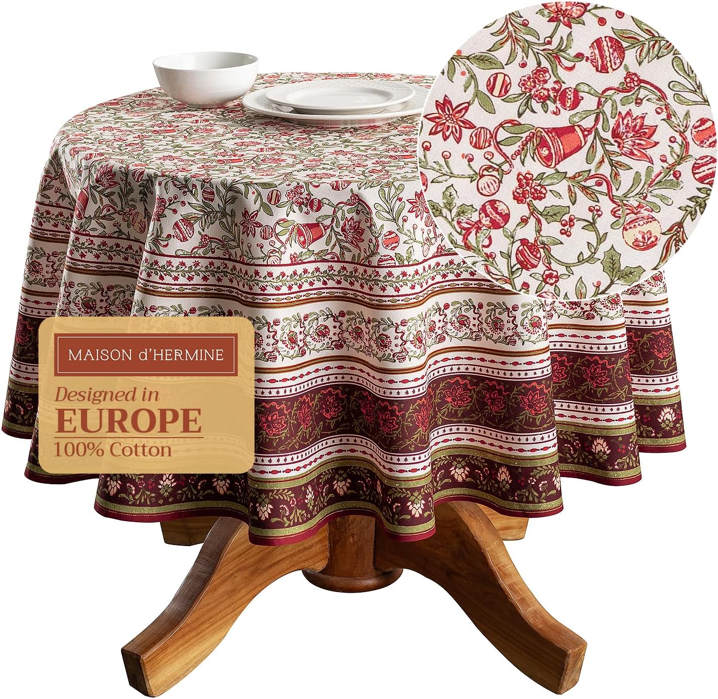 Maison d' Hermine 63 Inch Round Tablecloth for Elegant Dining
