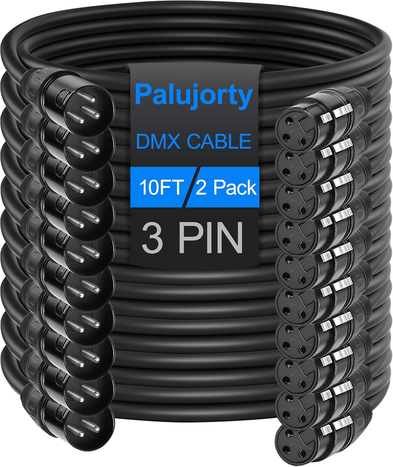3 Pin DMX Cable Wire 10 Pack 3.2FT for Stage Light Control