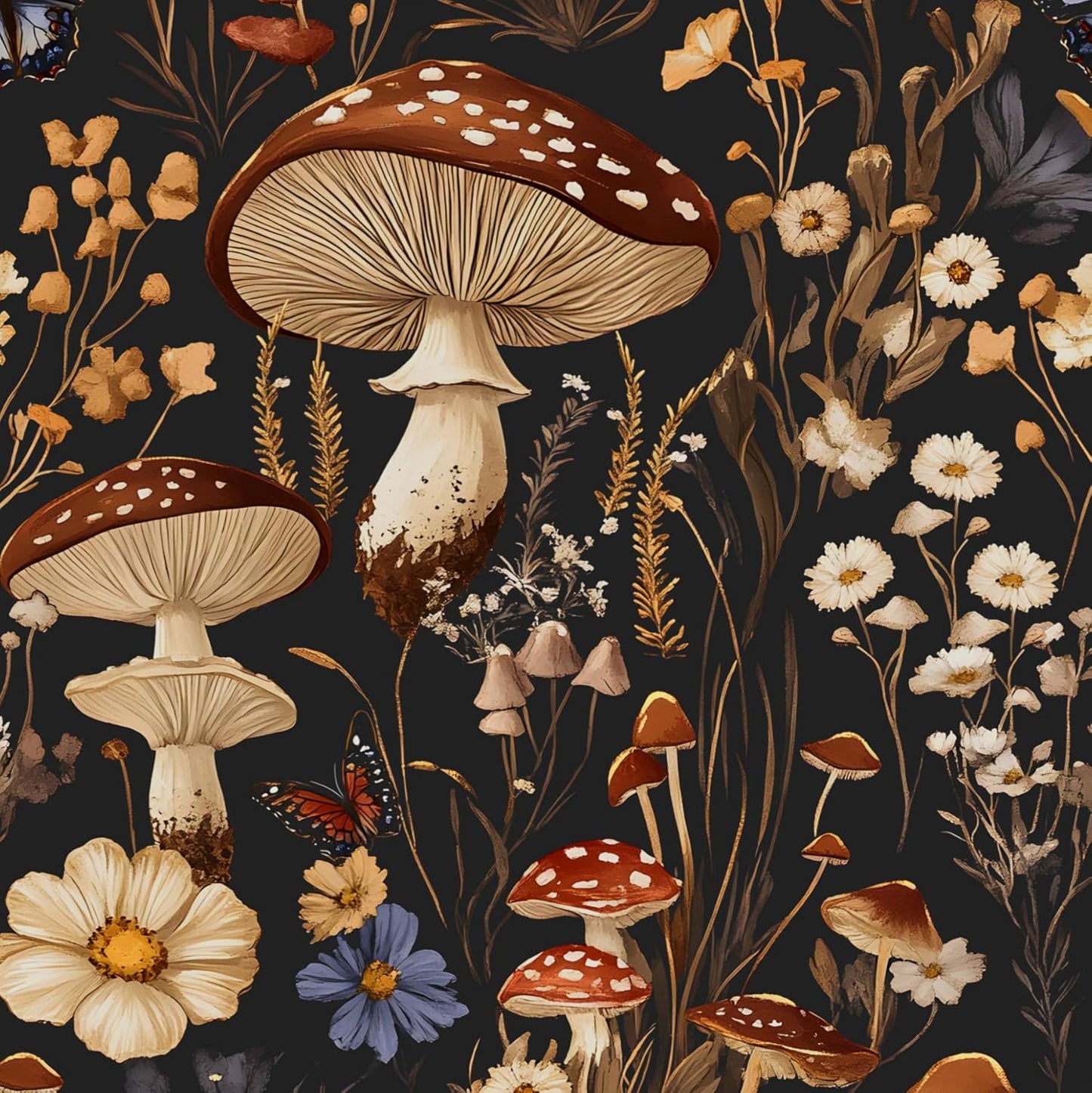 Mushroom Peel and Stick Wallpaper for Vintage Floral Decor