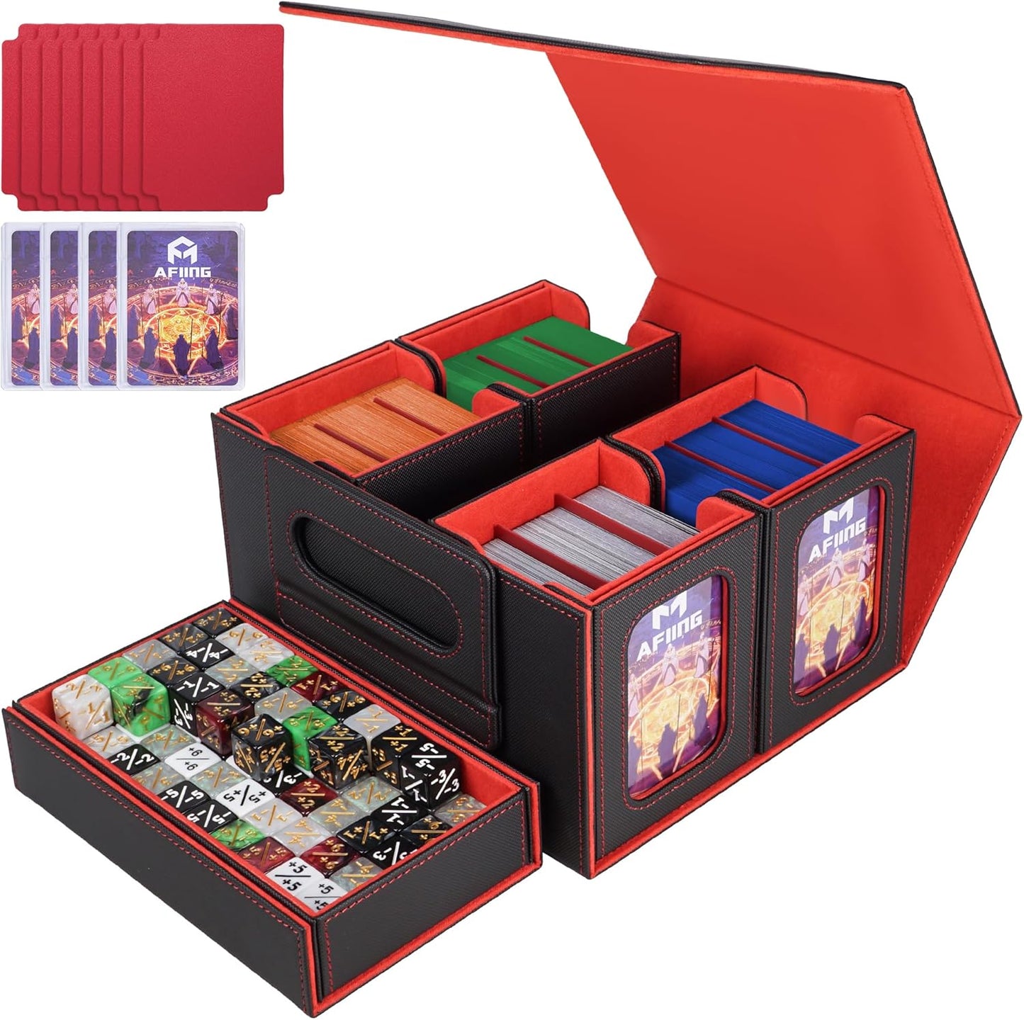 AFIING Commander Deck Box for MTG with Display Window & More