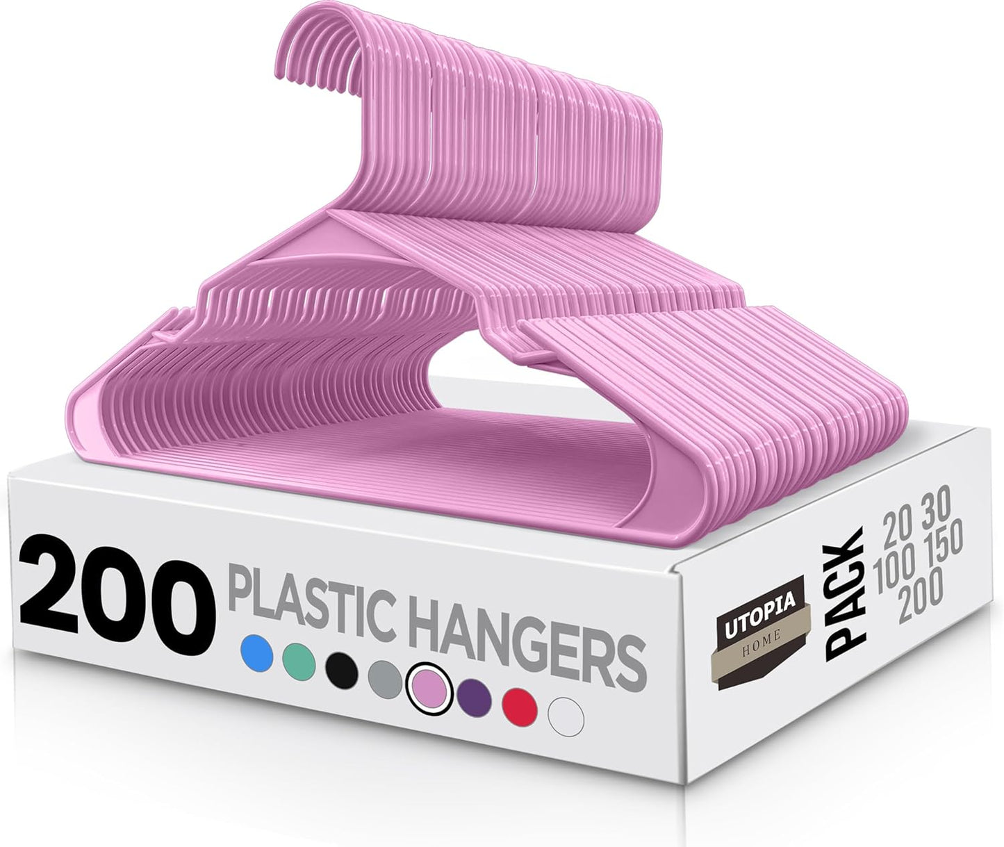 Utopia Home Plastic Hangers 200 Pack for Closet Organization