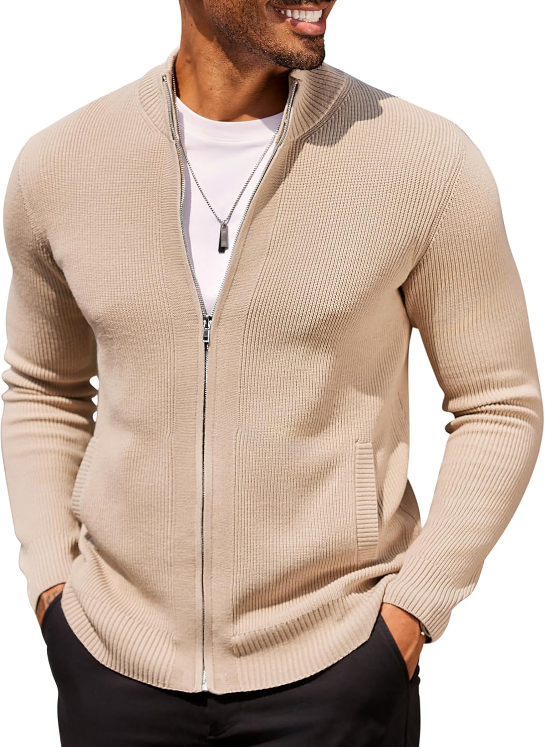Stylish COOFANDY Mens Zip Up Cardigan Sweater for All Occasions