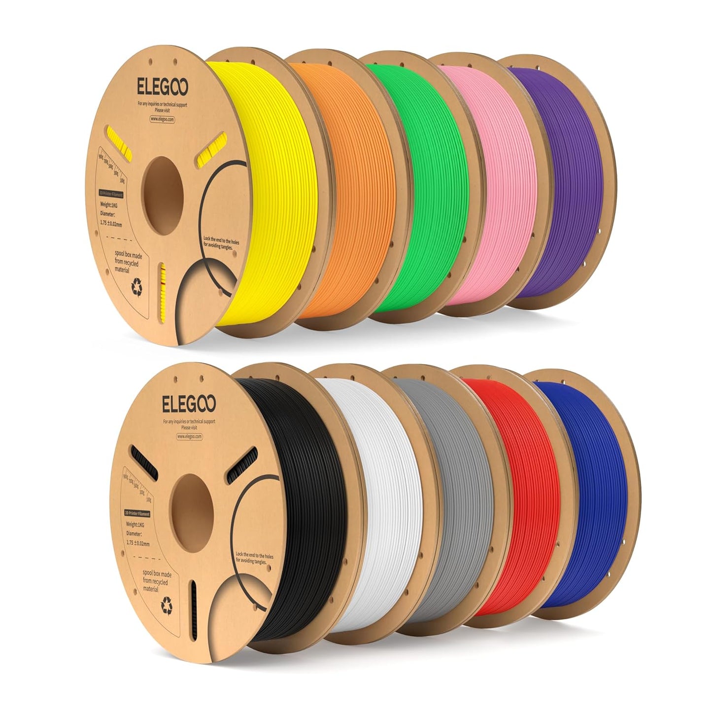 ELEGOO PLA Filament Bundle 10KG for 3D Printing Projects