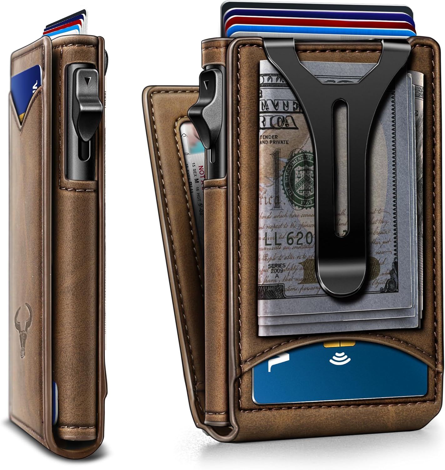 BULLIANT Men Wallet Slim Money Clip Wallet with 9 Card Slots