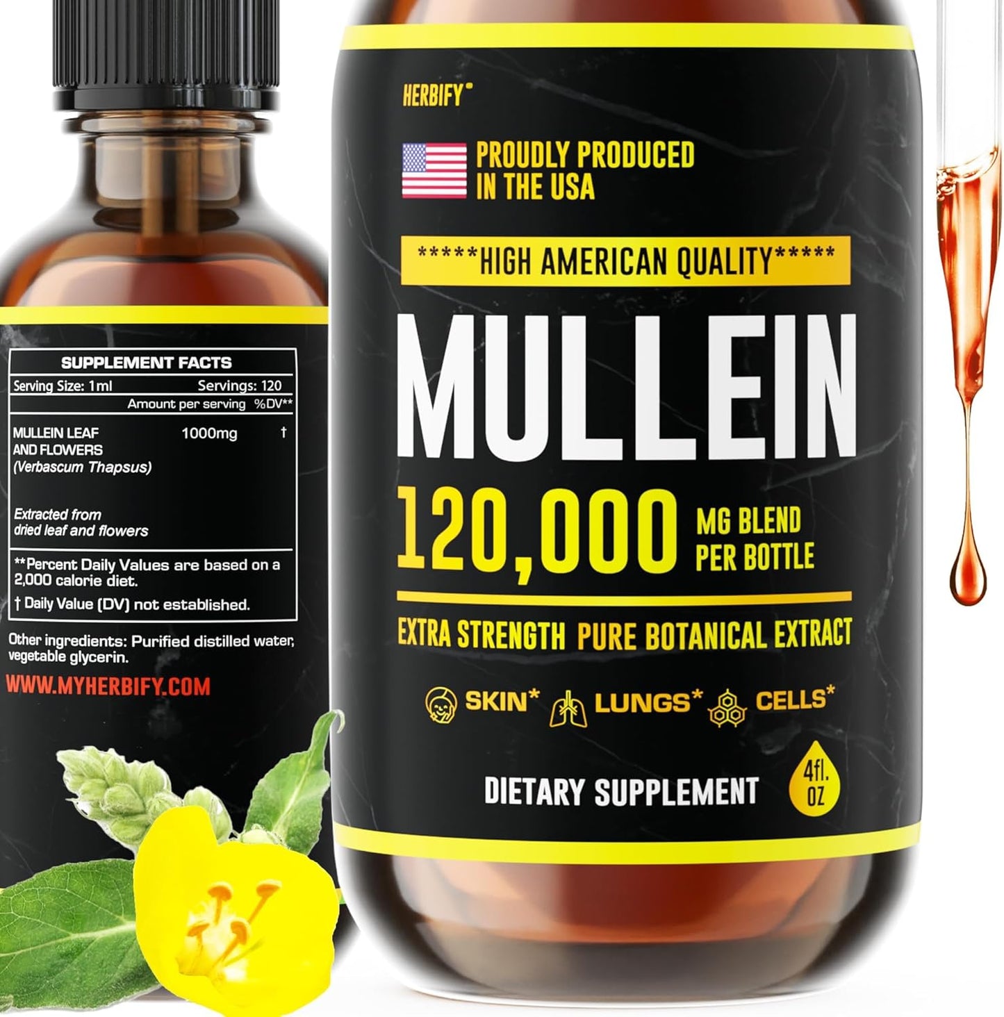 Mullein Drops for Lung Cleanse and Immune Support - 4 Oz