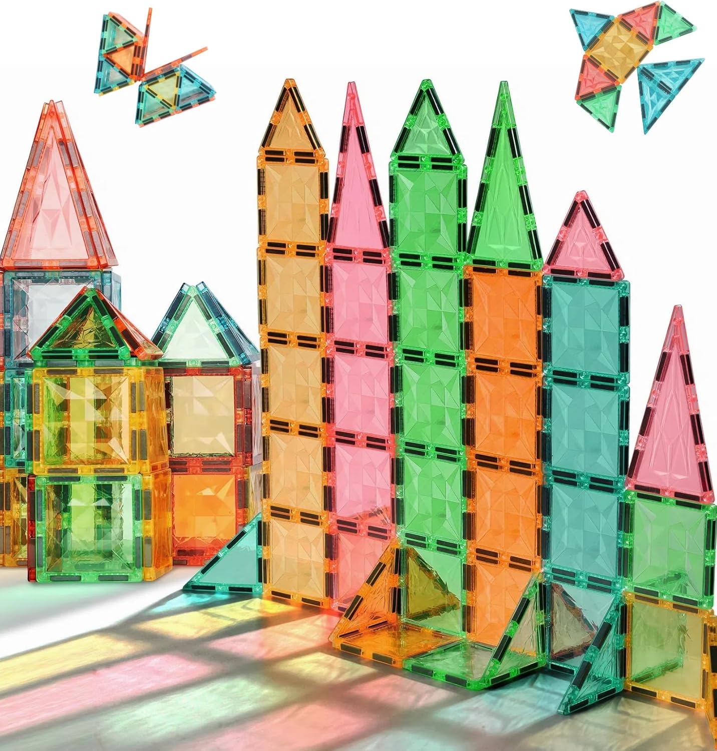 Magnetic Tiles for Kids - Creative Building Blocks Set 60 Pieces
