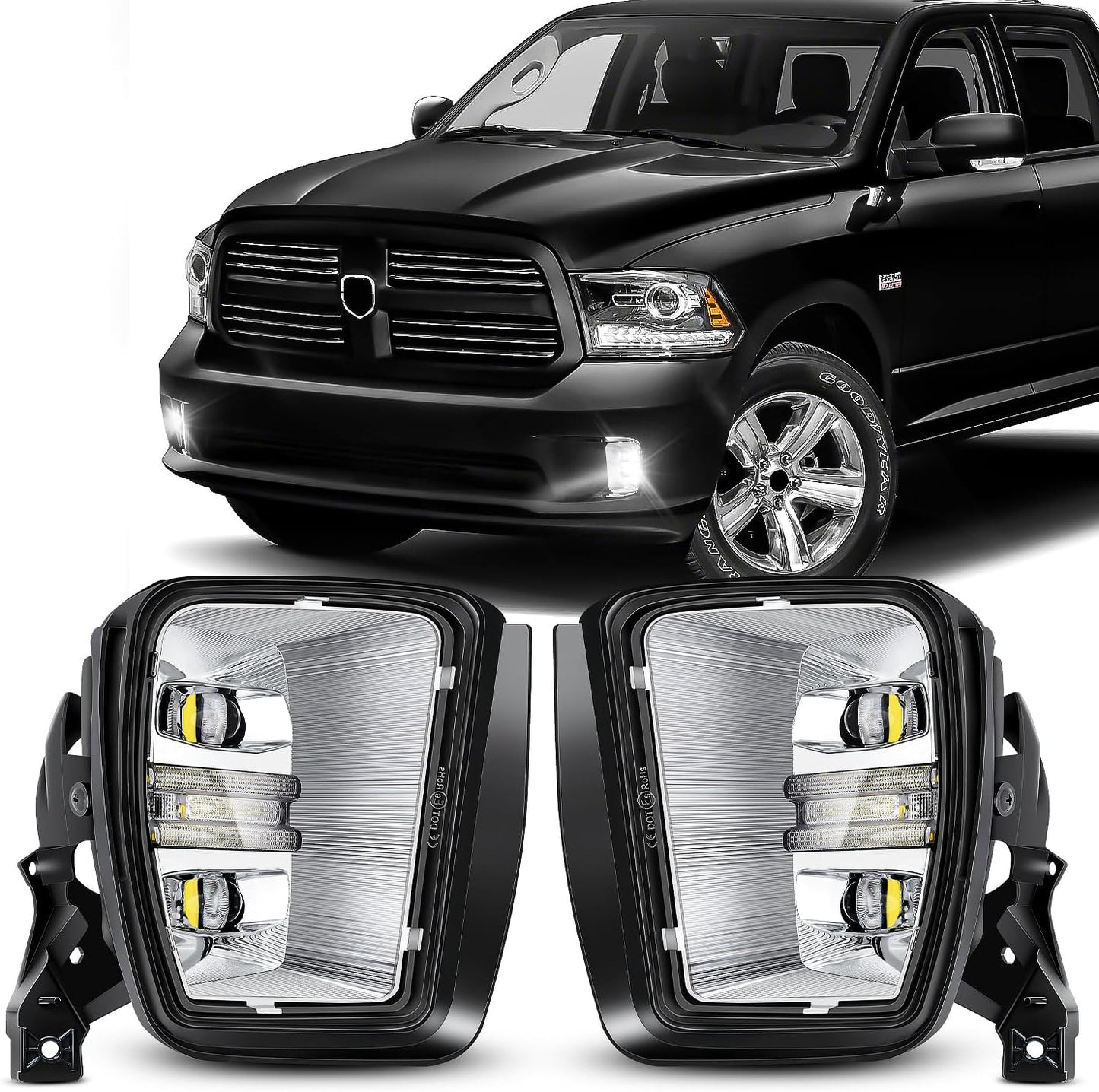 Led Fog Lights with Daytime Running Lights for Dodge Ram 1500