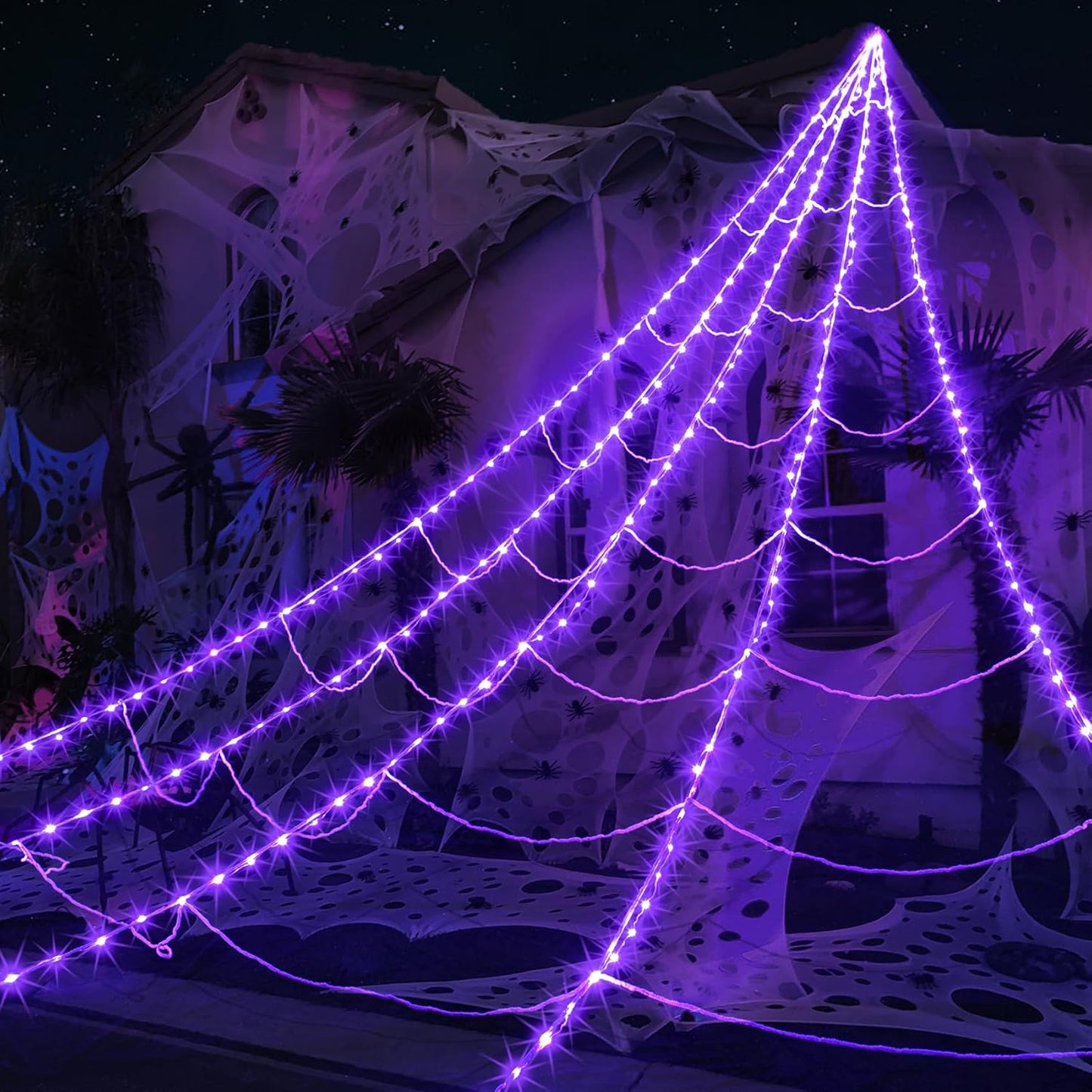 Giant 23 Ft Halloween Spider Web Lights with 290 LEDs for Decor