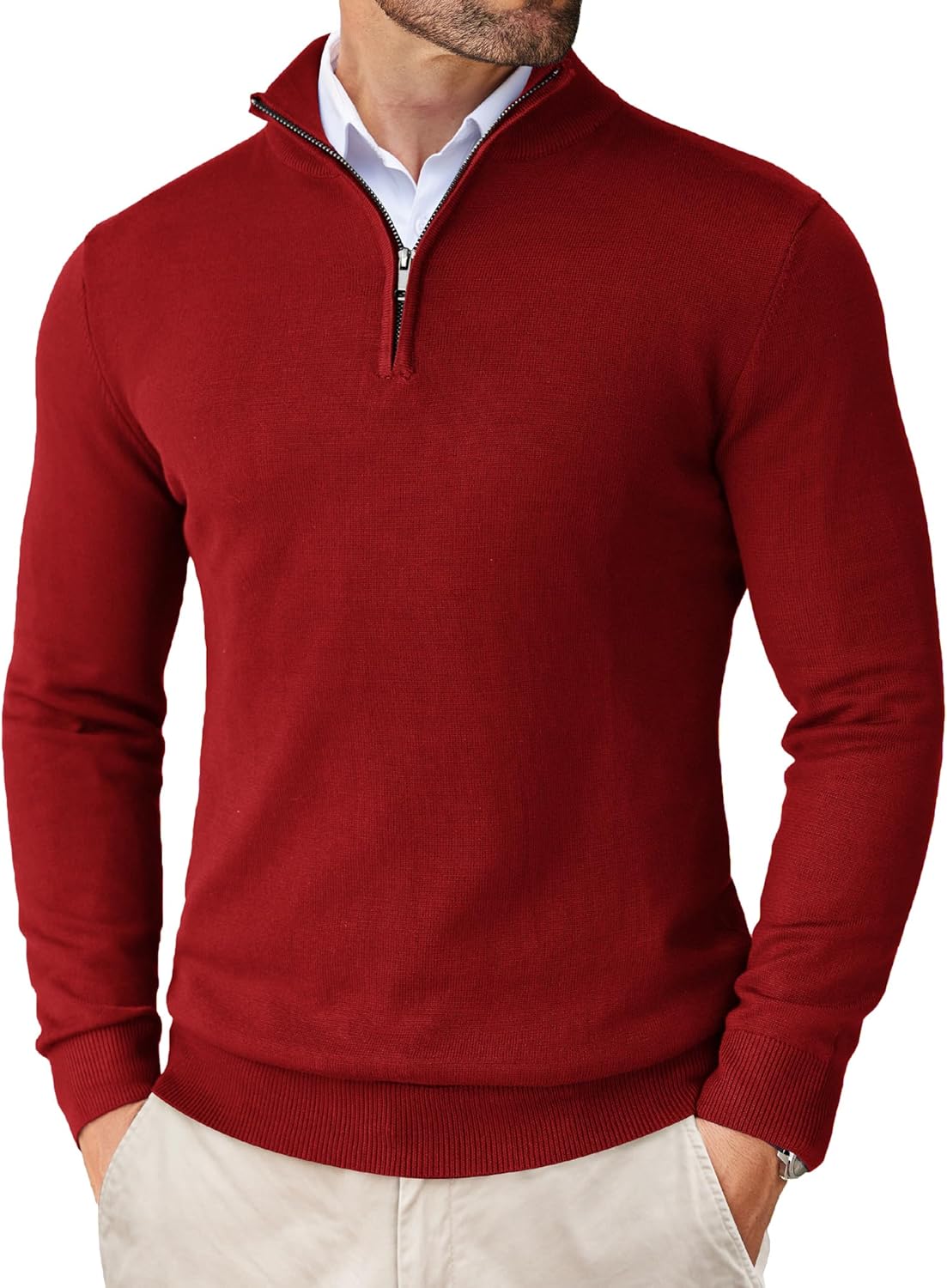 COOFANDY Men's Quarter Zip Up Sweaters for Stylish Comfort