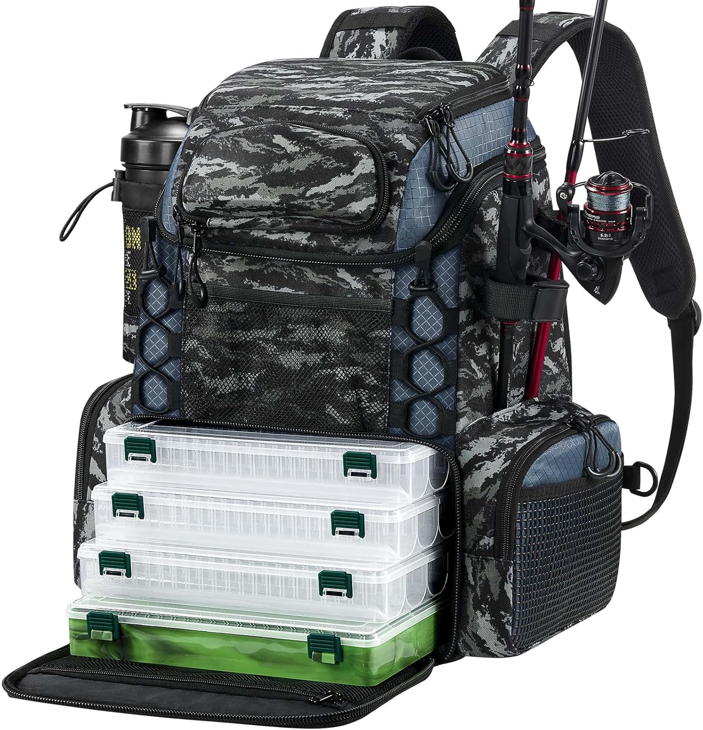 Piscifun Fishing Backpack: Rod Holders, Tackle Boxes, Waterproof Cover!