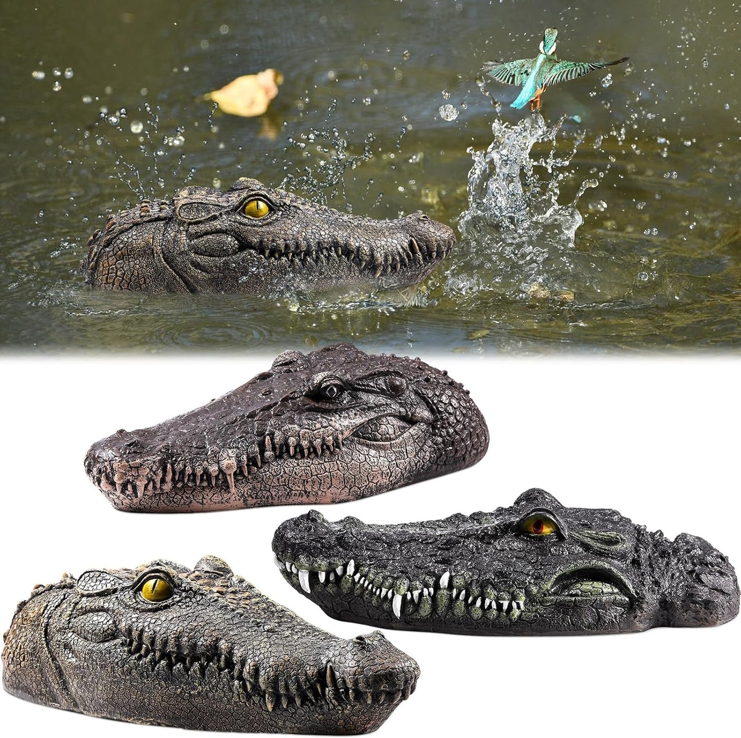 3 Pcs Floating Alligator Head Decoy for Pool and Garden Use