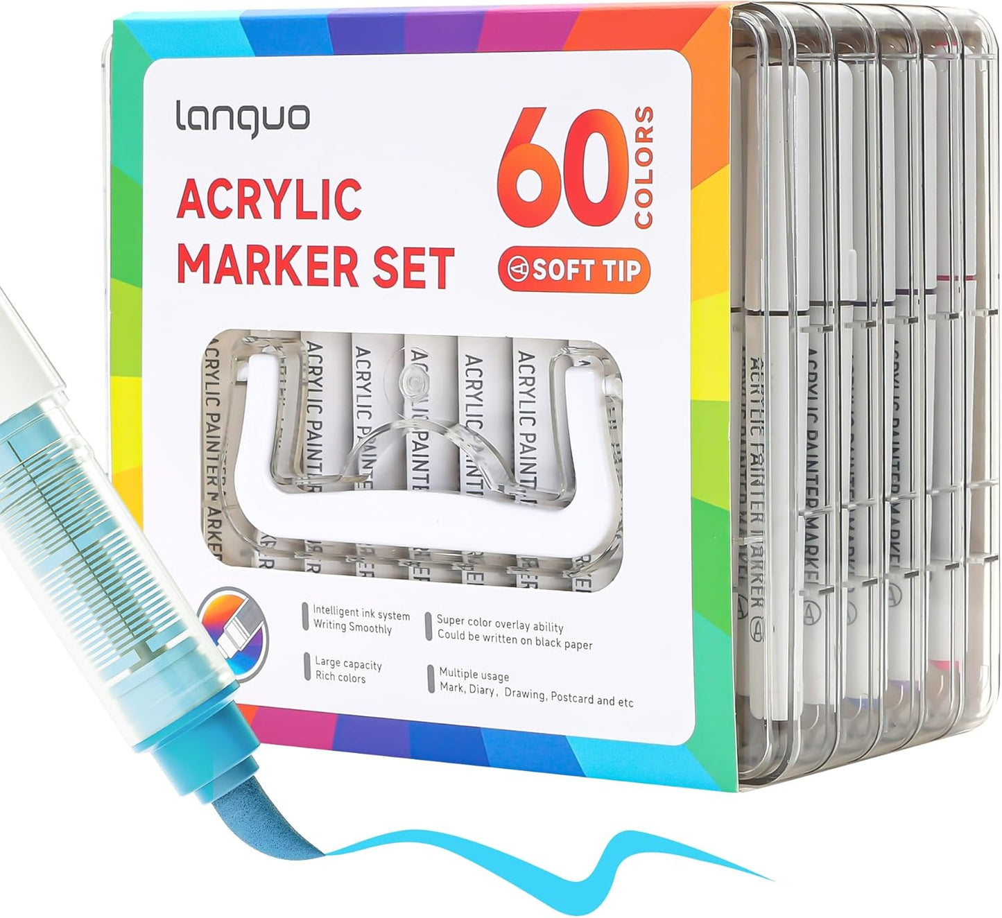 60 Colors Acrylic Paint Markers Set for Creative Art Projects