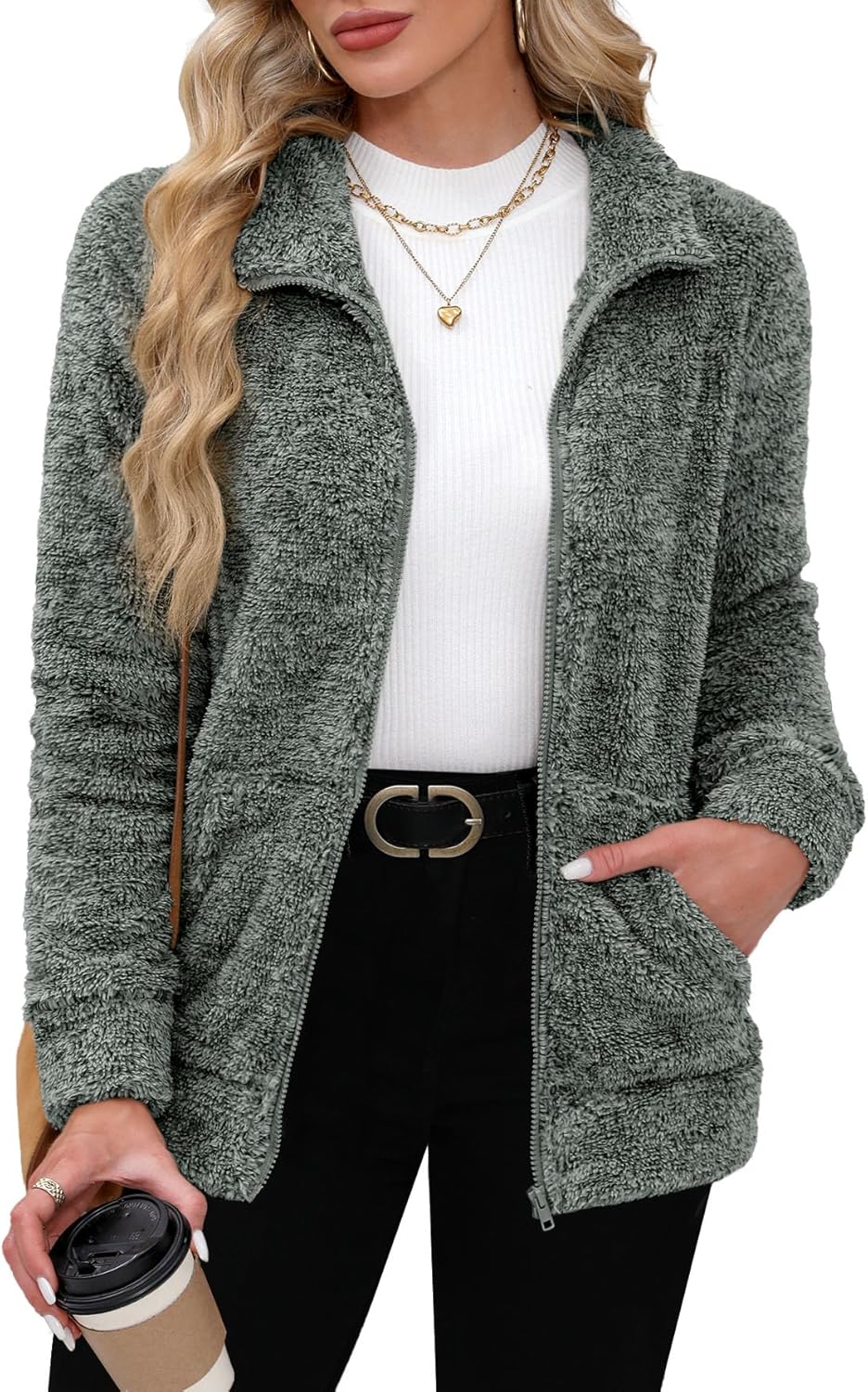 Soft Warm Fleece Jacket for Women - Cozy Full Zip Design