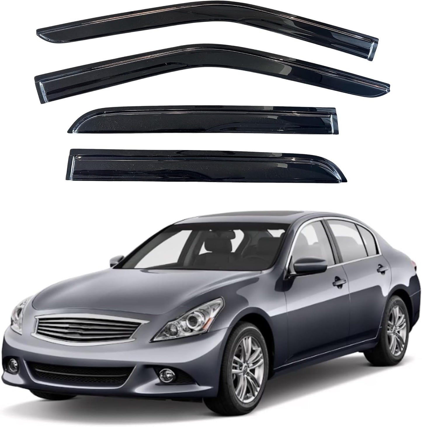 KPY Window Visor Rain Guard for Infiniti G35 G37 G25 Q40 2007-2015