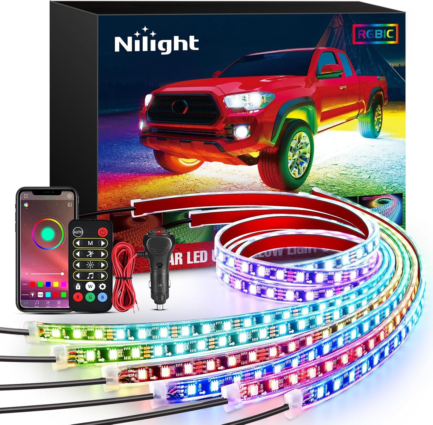 Nilight 6Pcs Car Underglow Neon Accent Strip Lights for Customization