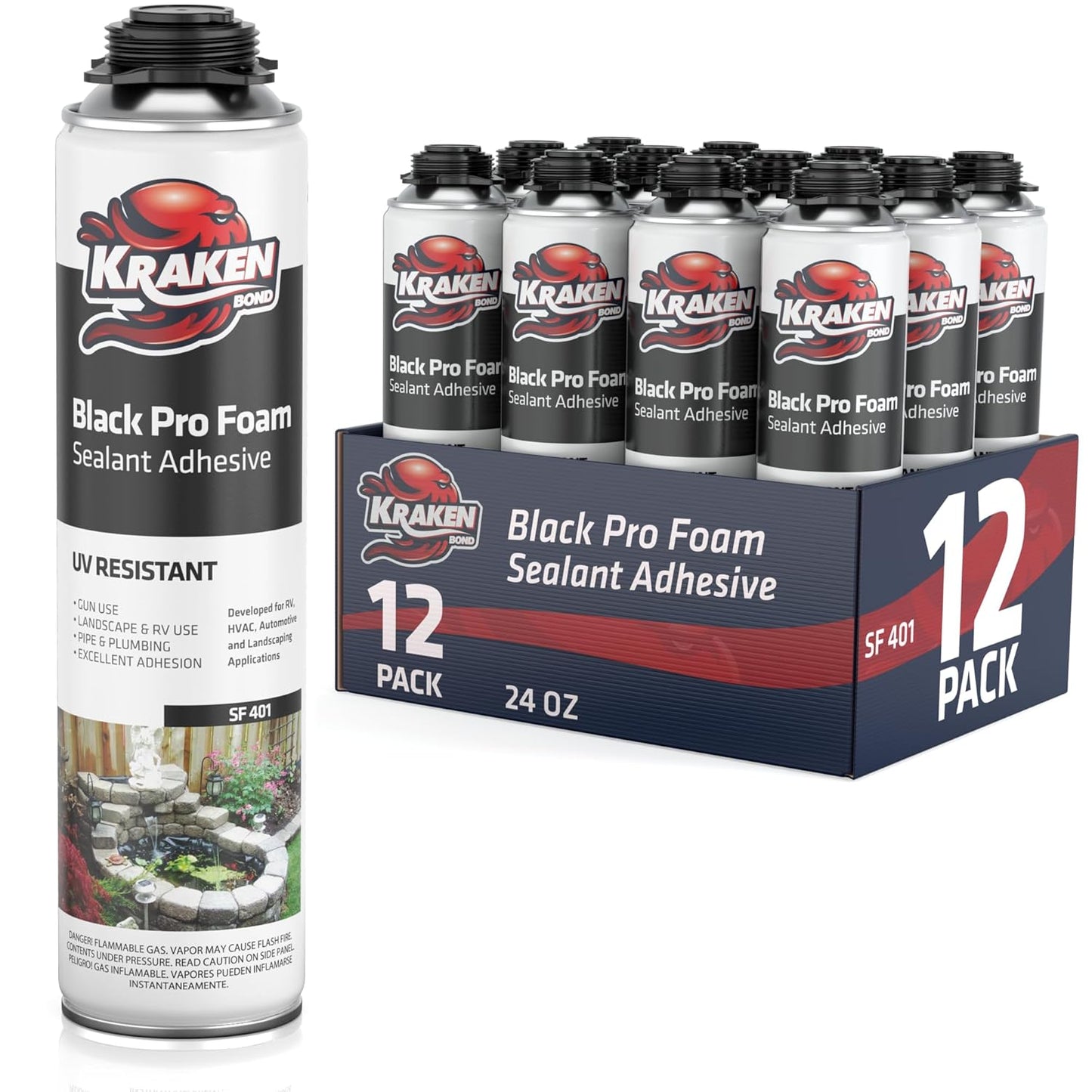 Kraken Bond Black Spray Waterfall Foam Sealant for Landscapes