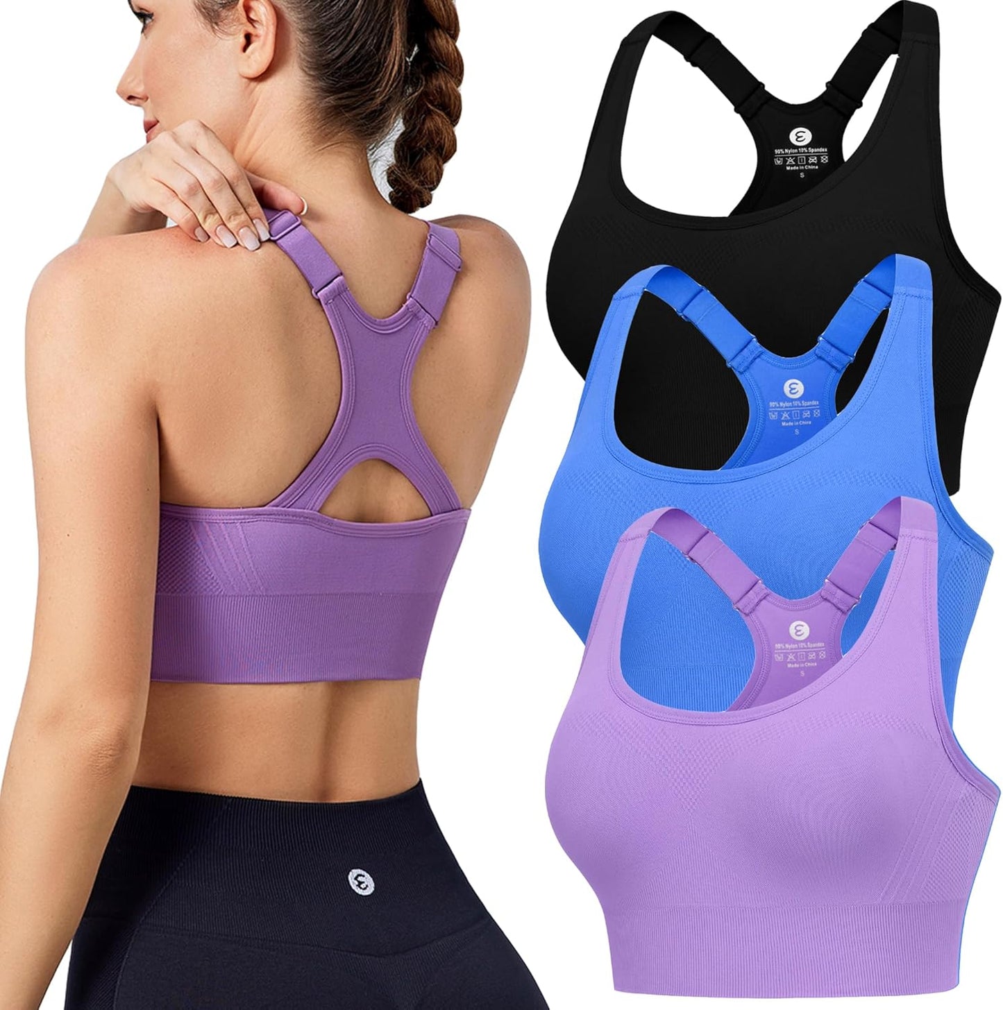 Evcute Adjustable Sports Bras for Women - High Support Comfort