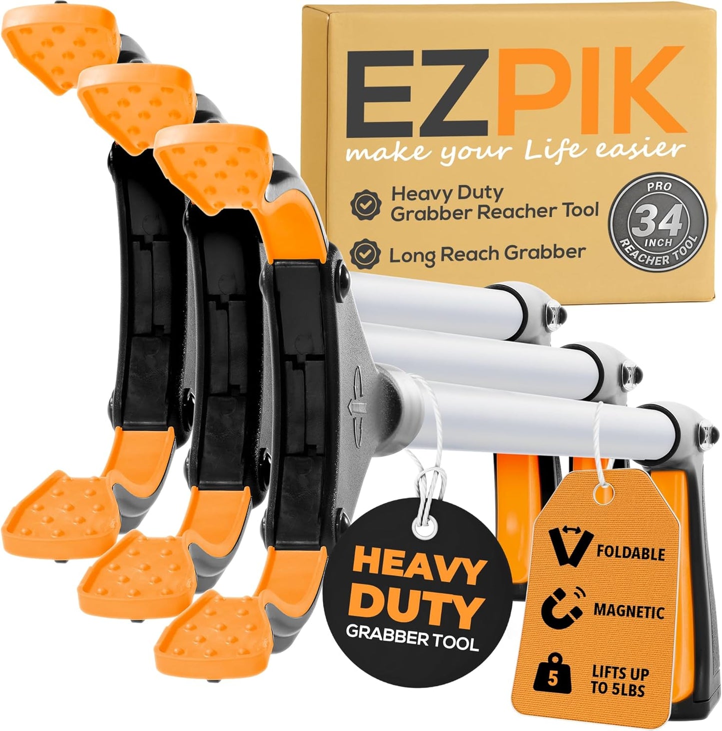 EZPIK Pro 34in Foldable Grabber Reacher Tool for Seniors