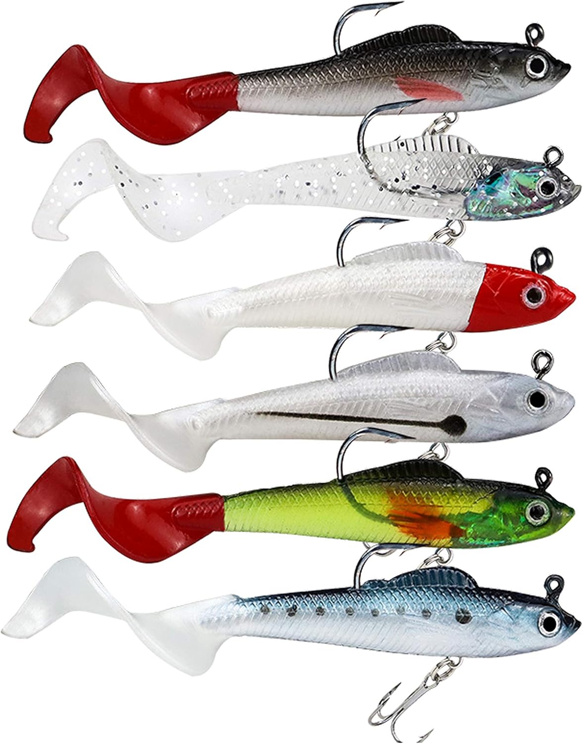 Facikono Bass Jig Soft Swimbait - 6-Pack 6 Colors