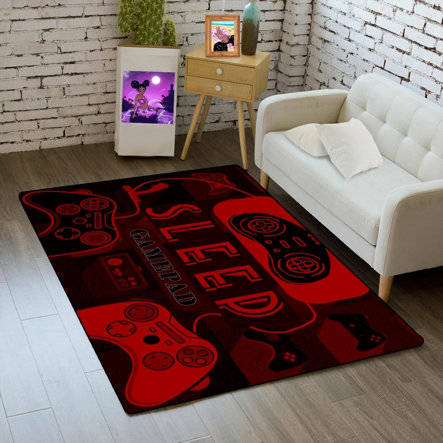 Gamer's Red & Black Gamepad Rug, 2'5x4' - Enhance Your Gaming Haven!