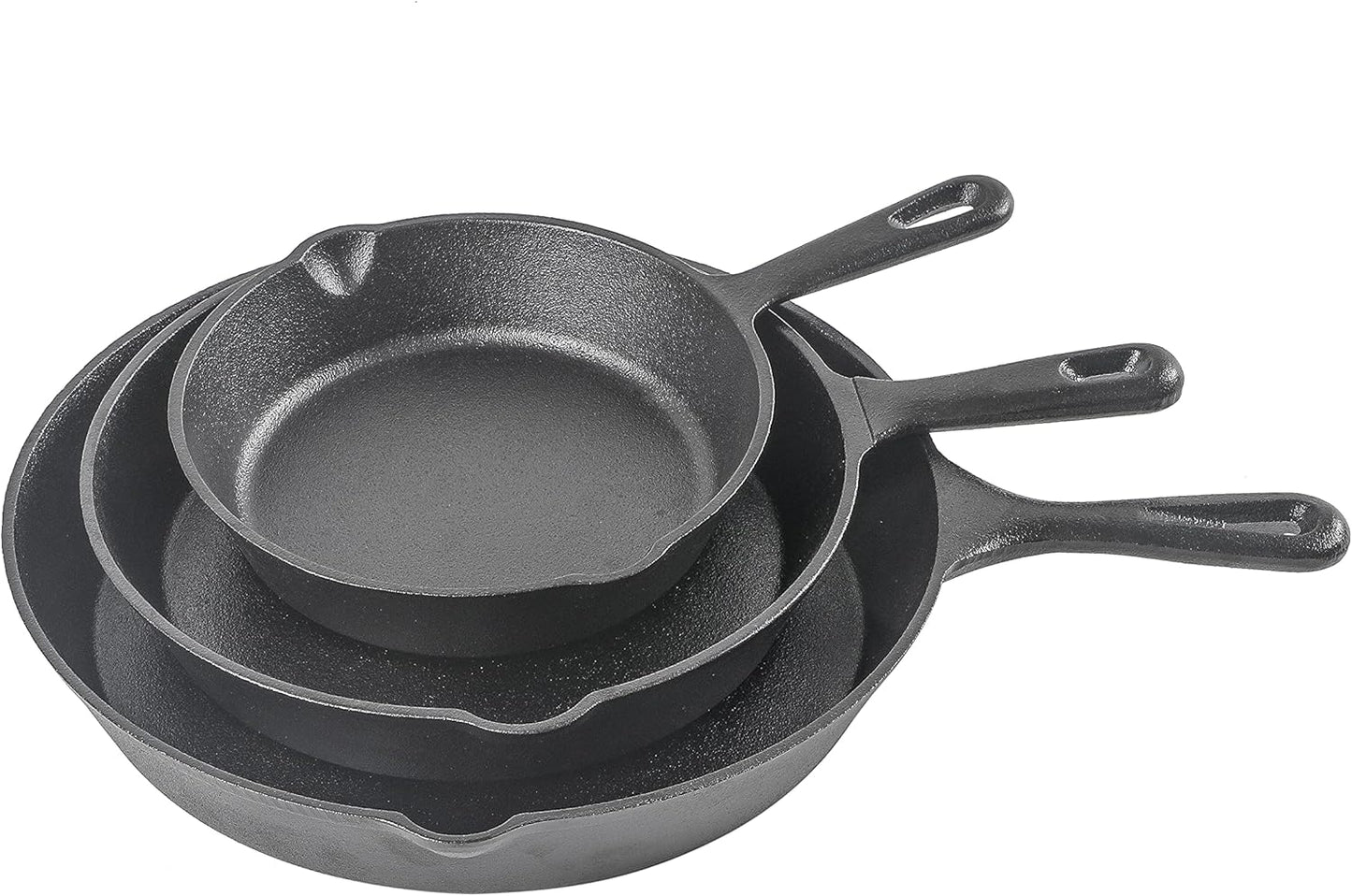 Commercial CHEF 3-Piece Cast Iron Skillet Set for Every Cook