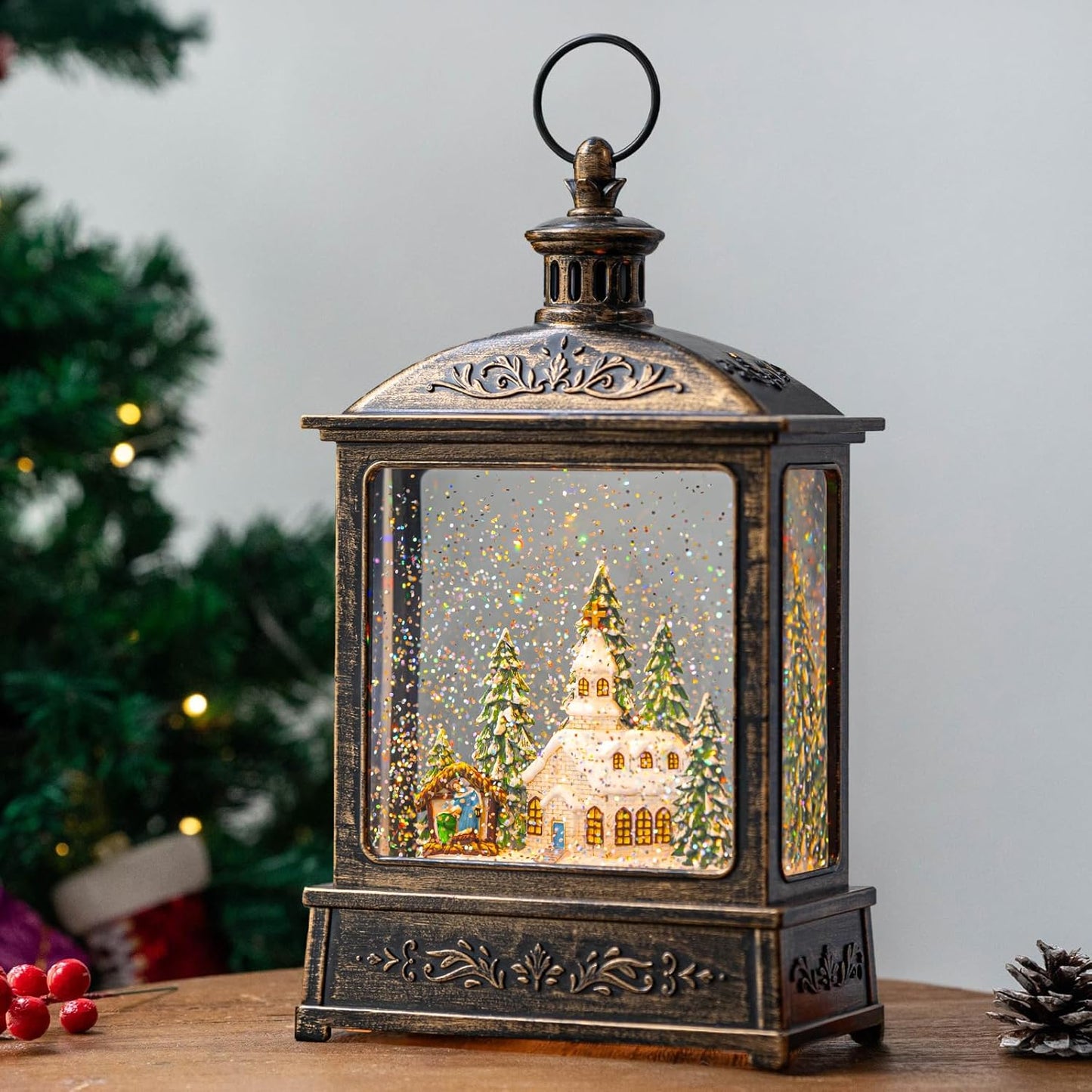 12.5ft' Musical Snow Globe Lantern for Christmas Home Decor