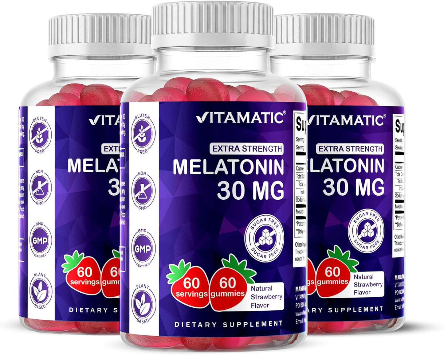 Vitamatic Sugar Free Melatonin Gummies - 30mg for Sleep Support