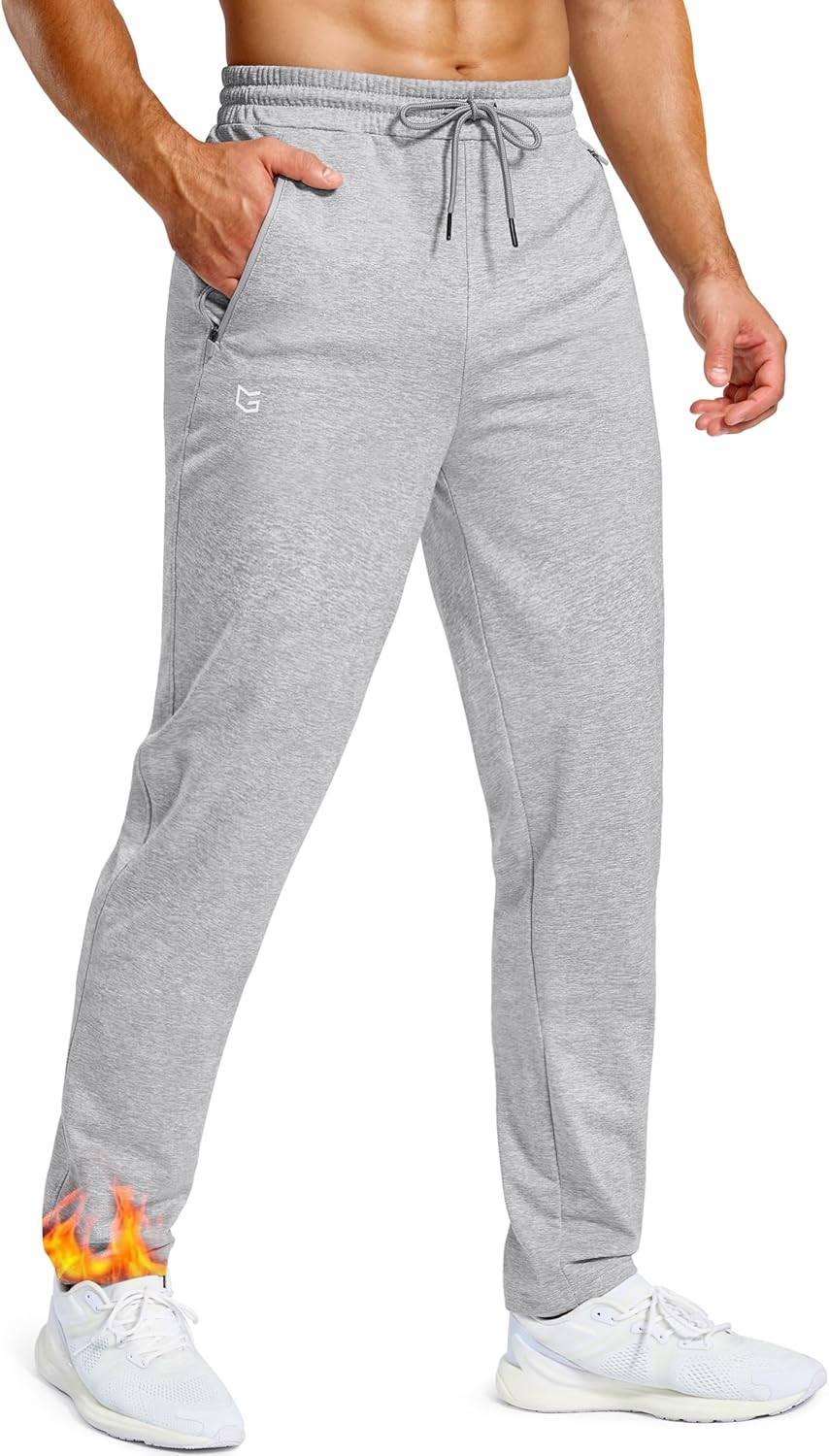 Men's Fleece Lined Winter Pants for Tall Men with Zipper Pockets
