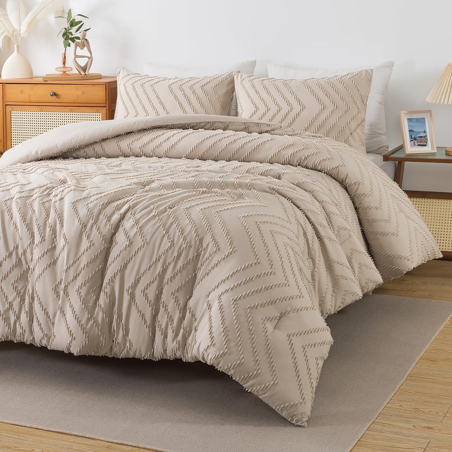 Andency Khaki Oversized King Comforter Set for Cozy Bedrooms
