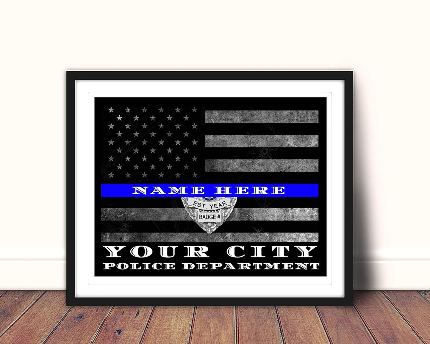 Thin Blue Line Police Gift - Personalized Framed Keepsake