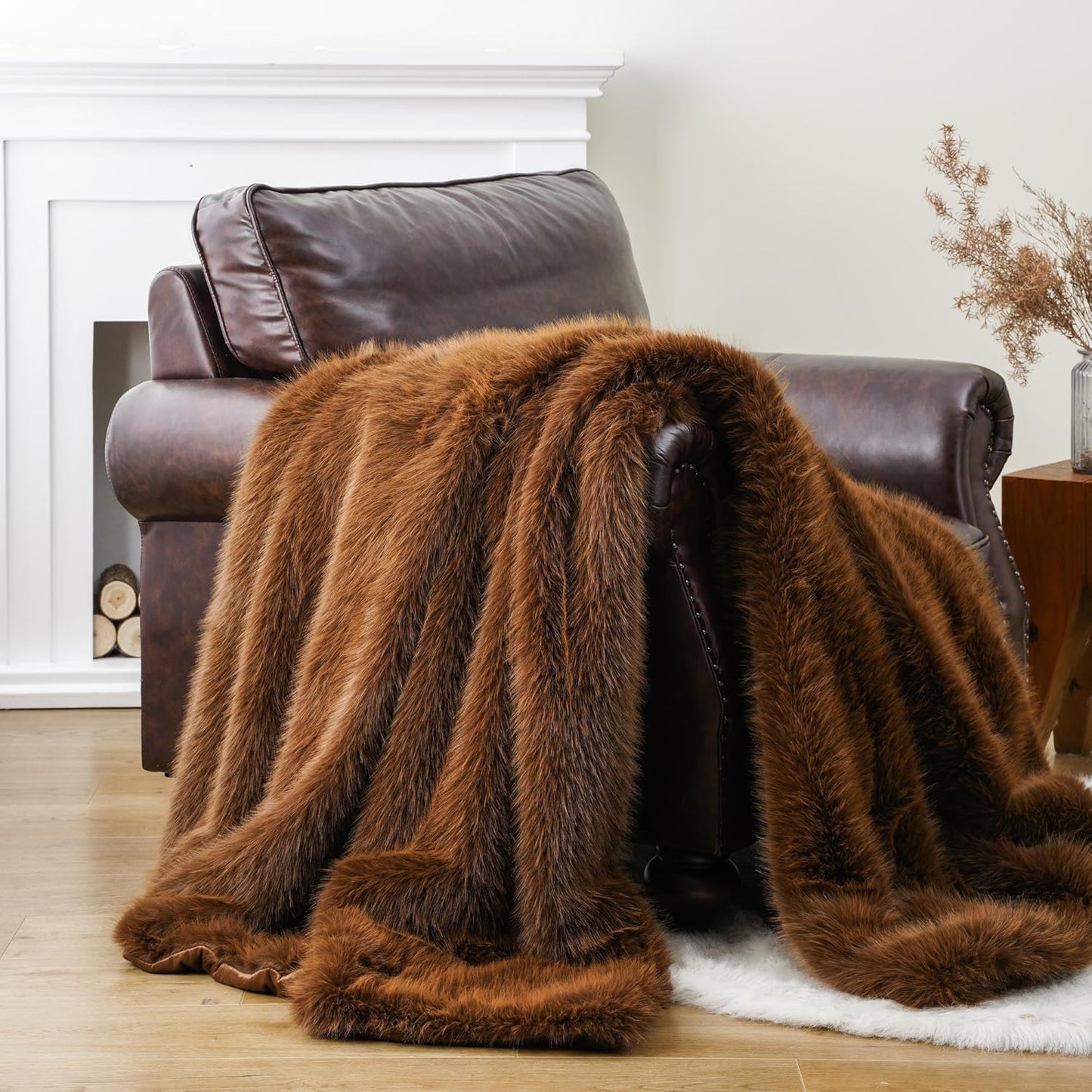 Luxury Fluffy Faux Fur Throw Blanket for Cozy Elegance