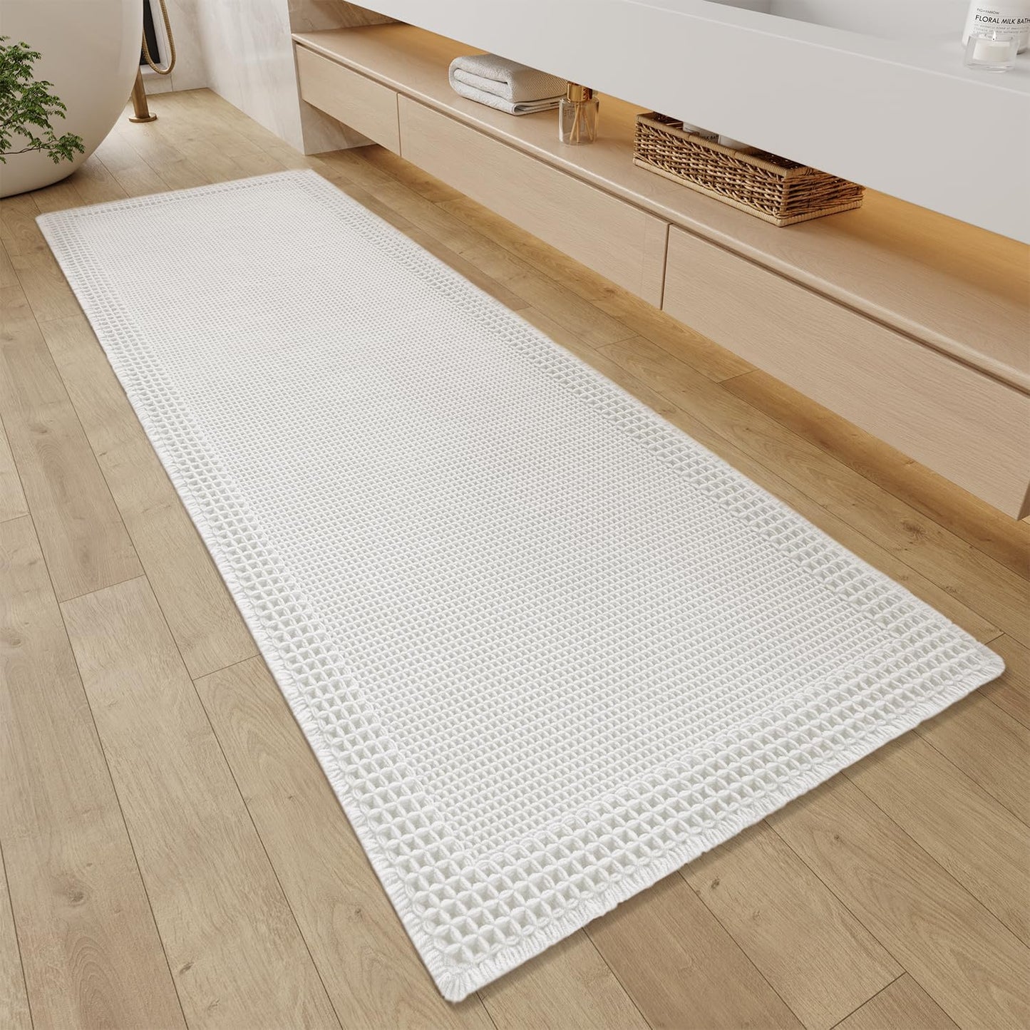 RESARE Waffle Bathroom Runner Rugs for Stylish Home Decor
