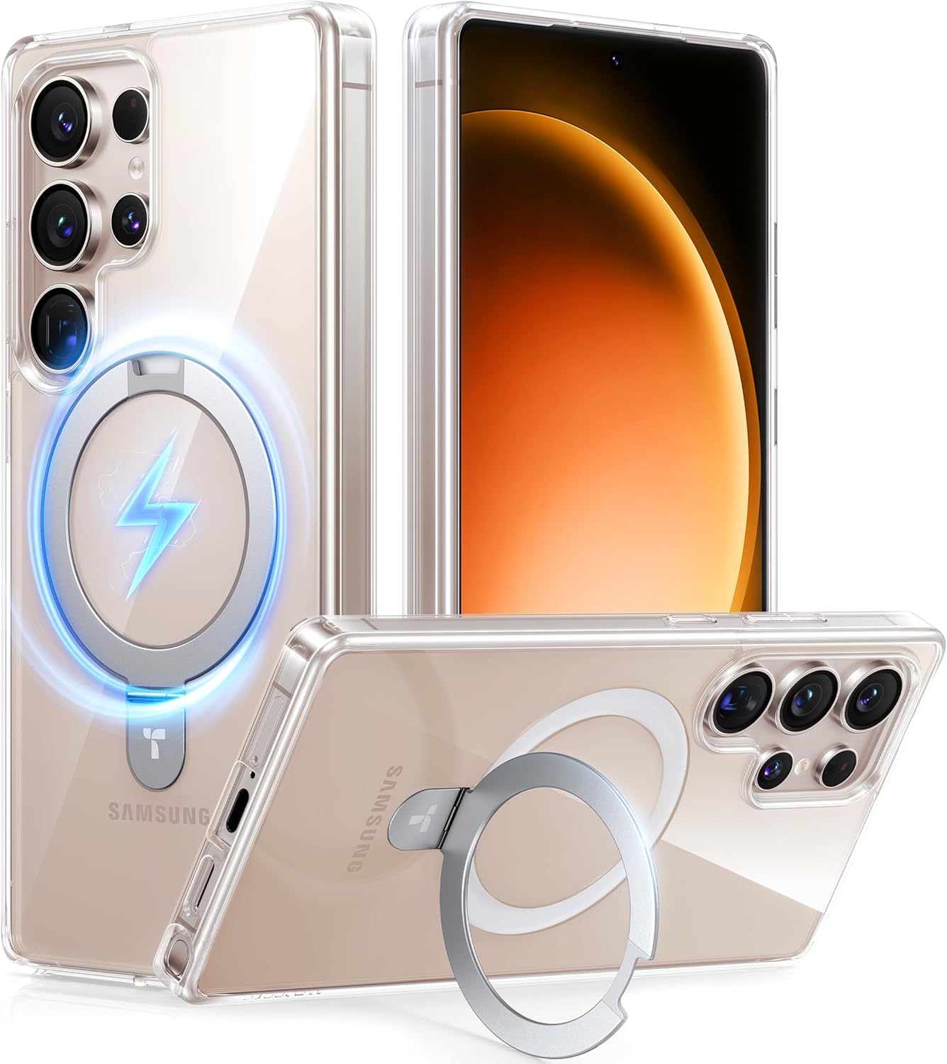 TORRAS Clear Magnetic Stand Case for Samsung Galaxy S25 Ultra