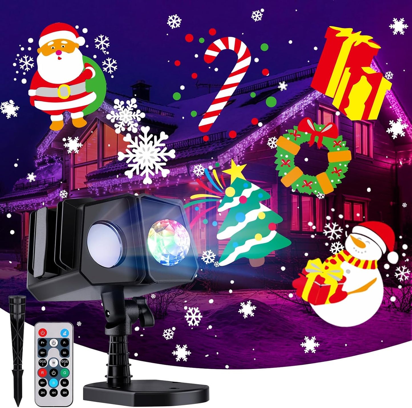 Minetom Outdoor Christmas Projector: 26 HD Effects, Waterproof Timer, RGB