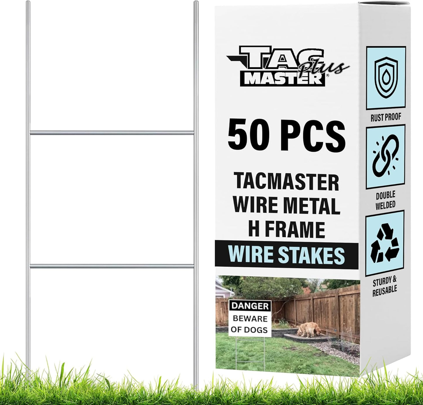 Durable Wire Metal Yard Sign H Stakes for Outdoor Use 50 Pack