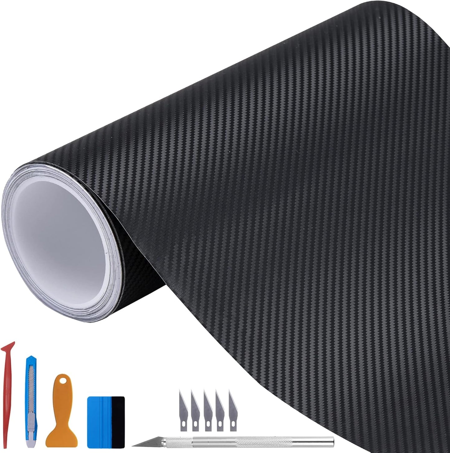 LZLRUN 3D Black Carbon Fiber Vinyl Wrap Roll for Automotive Use
