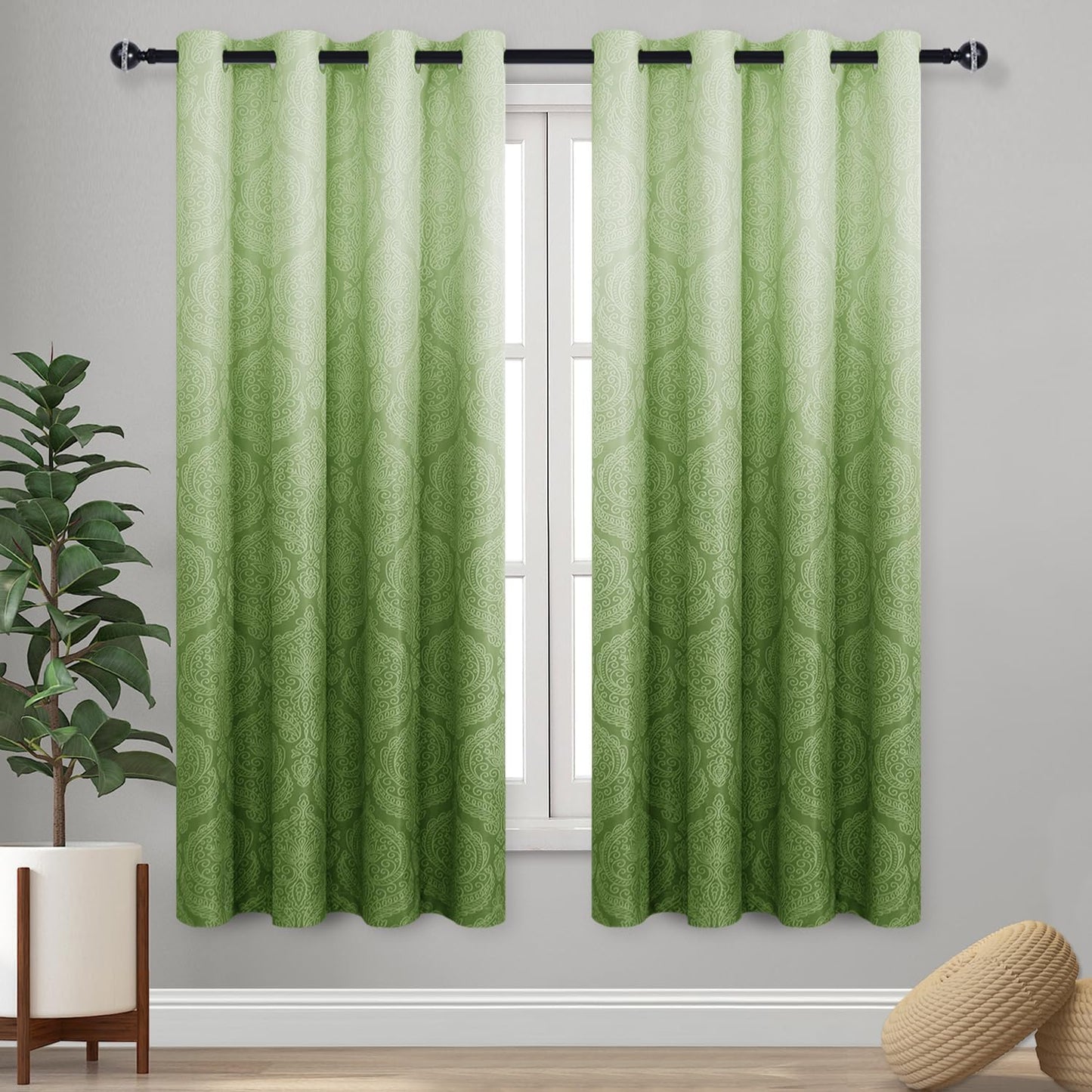 Ombre Room Darkening Blackout Curtains - 52 x 63 Inches Set