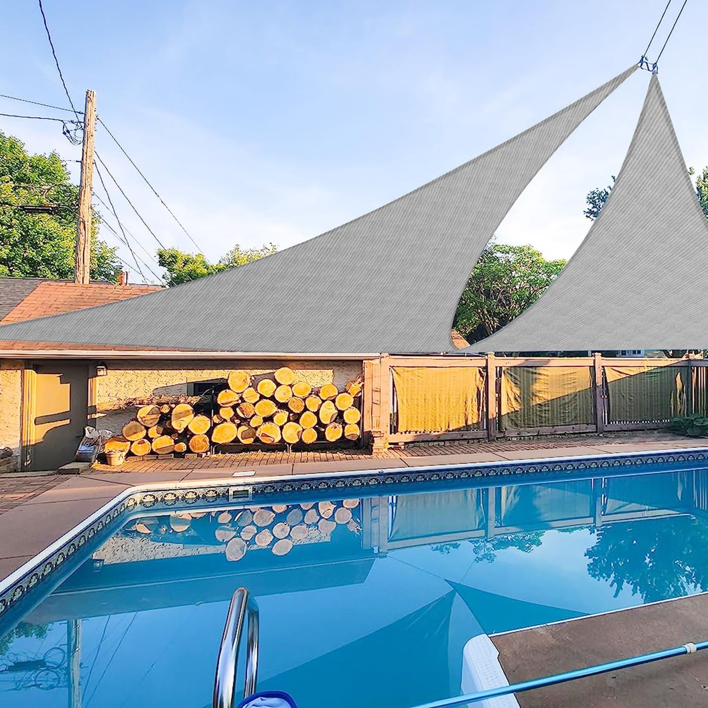 E&K Sunrise 24ft Triangle Sun Shade Sail Canopy for Outdoor Use
