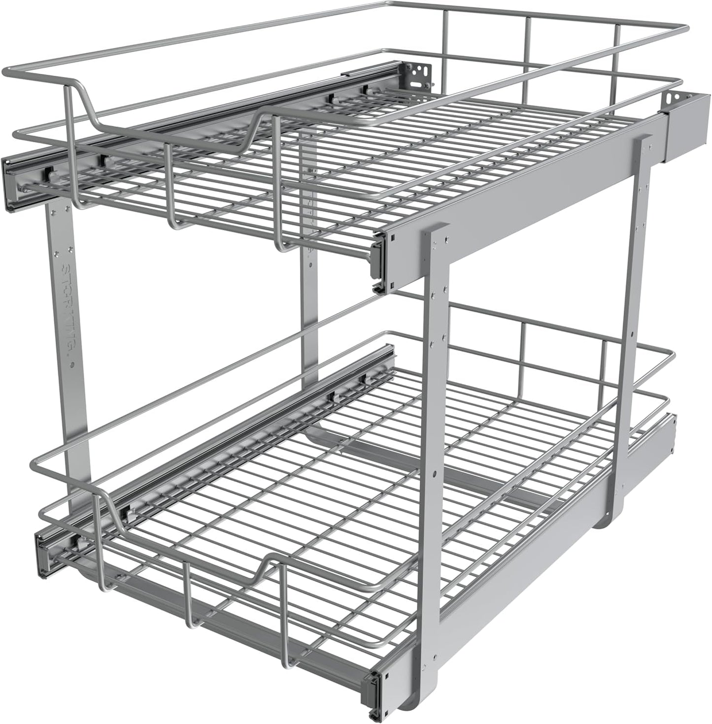 2 Tier Pull Out Cabinet Organizer for Kitchen and Bathroom Use