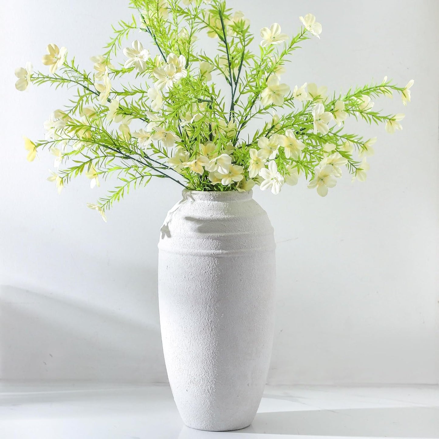 Rustic Farmhouse Flower Vase - Vintage Ceramic Home Decor